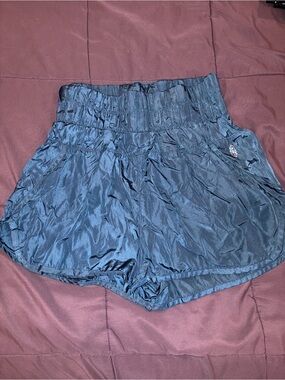 FP Movement by Free People Blue High-Waist Smocked Workout Shorts Size Small